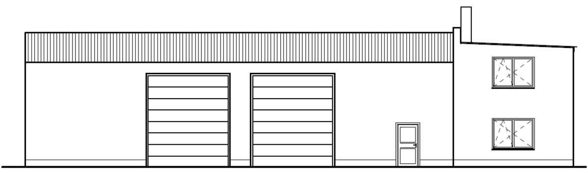 Bürogebäude, Lagerhalle und Außenlagerfläche